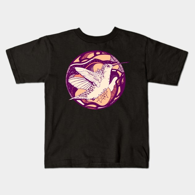 Peach Circle of The Hummingbird Kids T-Shirt by kenallouis
